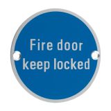 ZSA Door Sign - Fire Door Keep Locked, Satin Aluminium