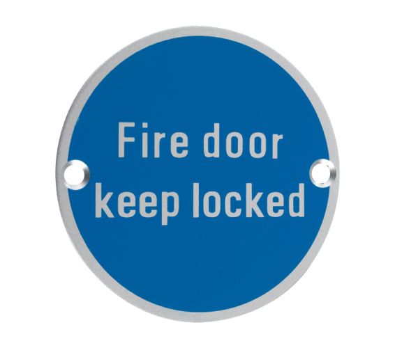 ZSA Door Sign – Fire Door Keep Locked, Satin Aluminium