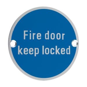 ZSA Door Sign – Fire Door Keep Locked, Satin Aluminium