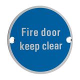 ZSA Door Sign - Fire Door Keep Clear, Satin Aluminium
