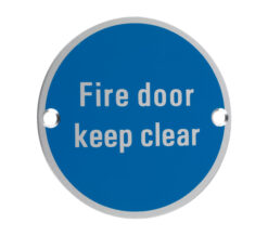 ZSA Door Sign - Fire Door Keep Clear, Satin Aluminium