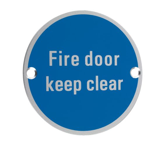 ZSA Door Sign – Fire Door Keep Clear, Satin Aluminium