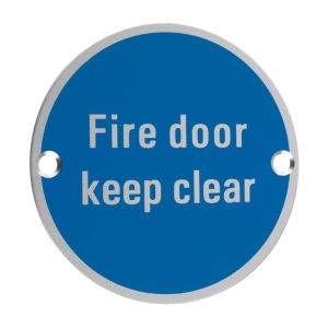 ZSA Door Sign – Fire Door Keep Clear, Satin Aluminium