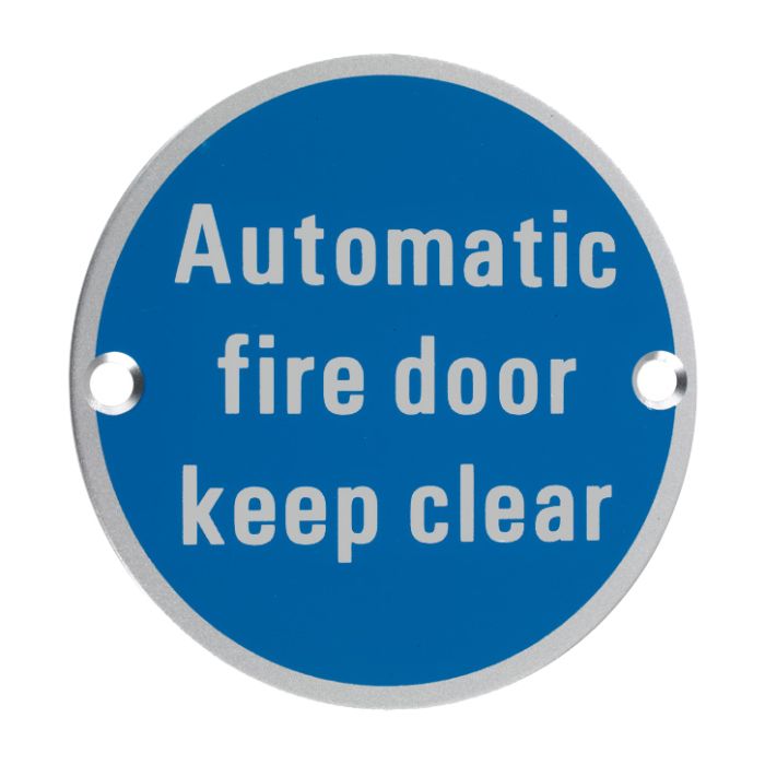 ZSA Door Sign – Automatic Fire Door Keep Clear, Satin Aluminium
