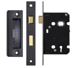 Zoo Hardware 3 Lever Contract Sash Lock (64mm or 76mm) - Powder Coated Black