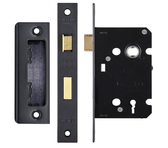 Zoo Hardware 3 Lever Contract Sash Lock (64mm or 76mm) – Powder Coated Black