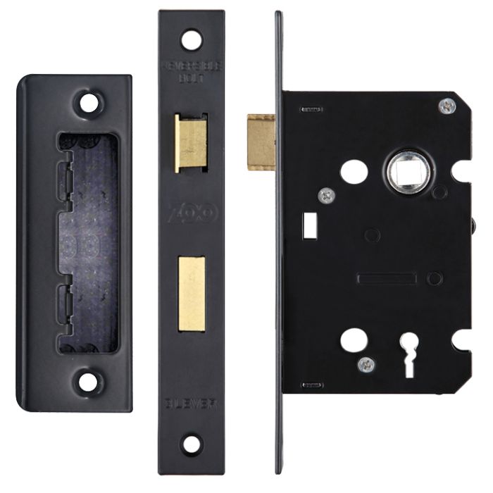 Zoo Hardware 3 Lever Contract Sash Lock (64mm or 76mm) – Powder Coated Black
