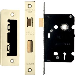 3 Lever Contract Sash Lock (64mm OR 76mm), PVD Stainless Brass
