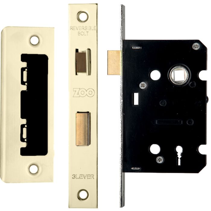3 Lever Contract Sash Lock (64mm OR 76mm), PVD Stainless Brass