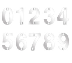 ZSN Numerals 75mm (0-9), Polished Stainless Steel