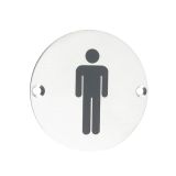 ZSS Door Sign - Male Sex Symbol, Polished Stainless Steel
