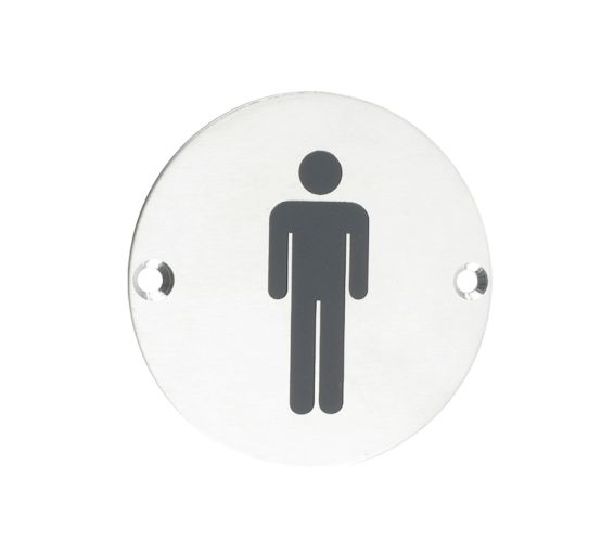 ZSS Door Sign – Male Sex Symbol, Polished Stainless Steel