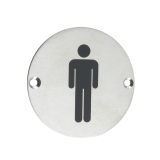 ZSS Door Sign - Male Sex Symbol, Satin Stainless Steel