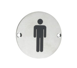 ZSS Door Sign - Male Sex Symbol, Satin Stainless Steel