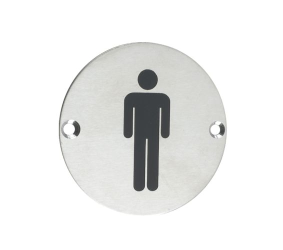 ZSS Door Sign – Male Sex Symbol, Satin Stainless Steel