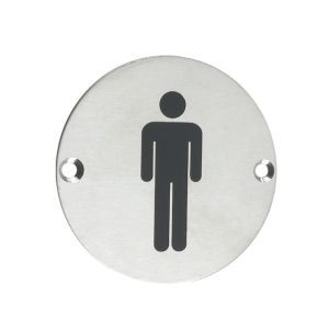 ZSS Door Sign – Male Sex Symbol, Satin Stainless Steel