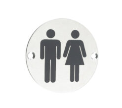 ZSS Door Sign - Unisex Symbol, Polished Stainless Steel