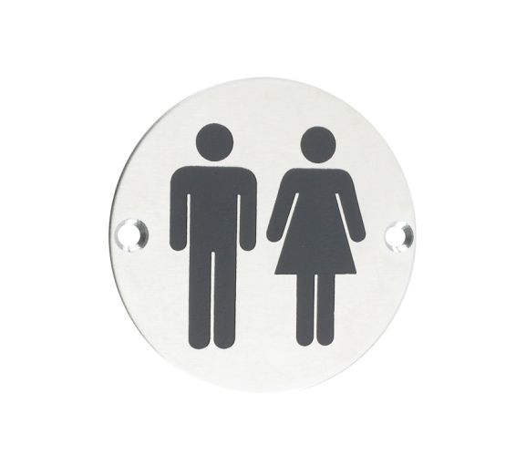 ZSS Door Sign – Unisex Symbol, Polished Stainless Steel