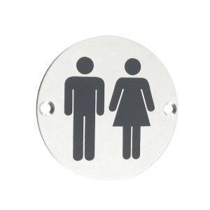 ZSS Door Sign – Unisex Symbol, Polished Stainless Steel
