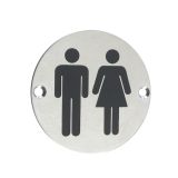 ZSS Door Sign - Unisex Symbol, Satin Stainless Steel