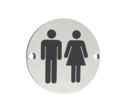 ZSS Door Sign - Unisex Symbol, Satin Stainless Steel