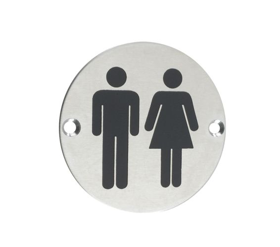 ZSS Door Sign – Unisex Symbol, Satin Stainless Steel