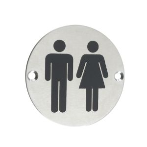 ZSS Door Sign – Unisex Symbol, Satin Stainless Steel