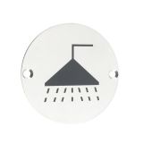 ZSS Door Sign - Shower Symbol, Polished Stainless Steel