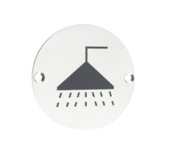 ZSS Door Sign - Shower Symbol, Polished Stainless Steel