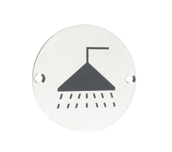 ZSS Door Sign – Shower Symbol, Polished Stainless Steel