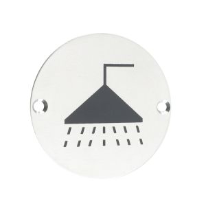ZSS Door Sign – Shower Symbol, Polished Stainless Steel