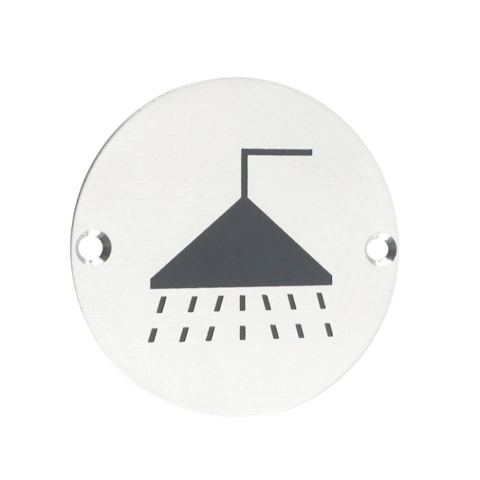 ZSS Door Sign – Shower Symbol, Polished Stainless Steel