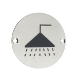 ZSS Door Sign - Shower Symbol, Satin Stainless Steel