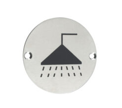 ZSS Door Sign - Shower Symbol, Satin Stainless Steel