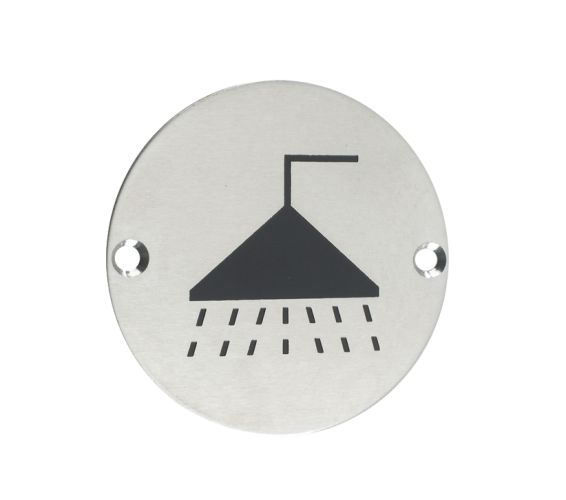 ZSS Door Sign – Shower Symbol, Satin Stainless Steel