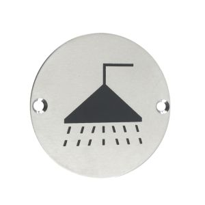 ZSS Door Sign – Shower Symbol, Satin Stainless Steel