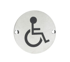 ZSS Door Sign - Disabled Facilities Symbol, Satin Stainless Steel