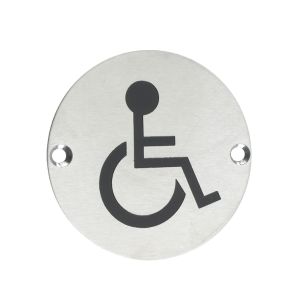 ZSS Door Sign – Disabled Facilities Symbol, Satin Stainless Steel