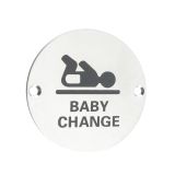 ZSS Door Sign - Baby Change Symbol, Polished Stainless Steel