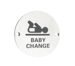 ZSS Door Sign - Baby Change Symbol, Polished Stainless Steel