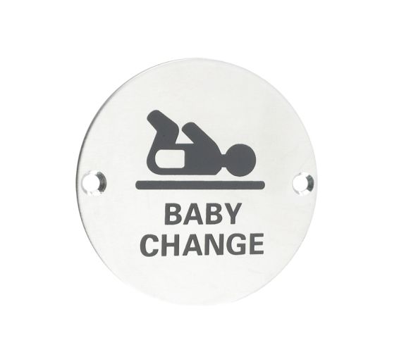 ZSS Door Sign – Baby Change Symbol, Polished Stainless Steel
