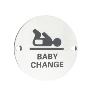 ZSS Door Sign – Baby Change Symbol, Polished Stainless Steel