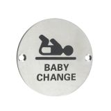 ZSS Door Sign - Baby Change Symbol, Satin Stainless Steel
