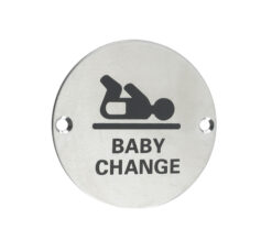 ZSS Door Sign - Baby Change Symbol, Satin Stainless Steel