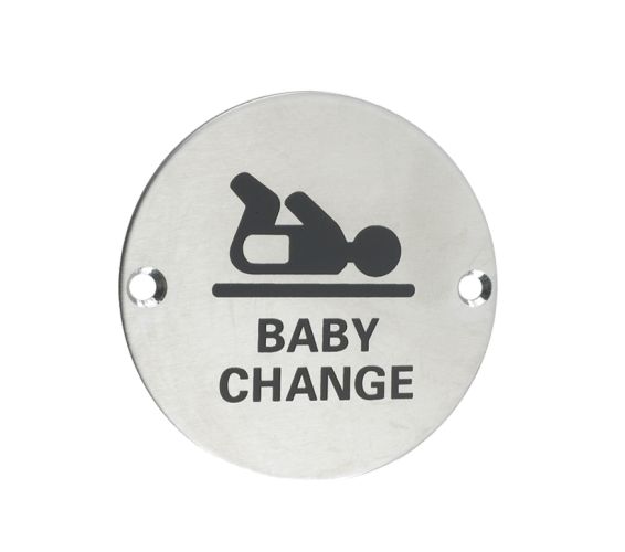 ZSS Door Sign – Baby Change Symbol, Satin Stainless Steel