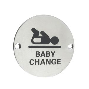 ZSS Door Sign – Baby Change Symbol, Satin Stainless Steel