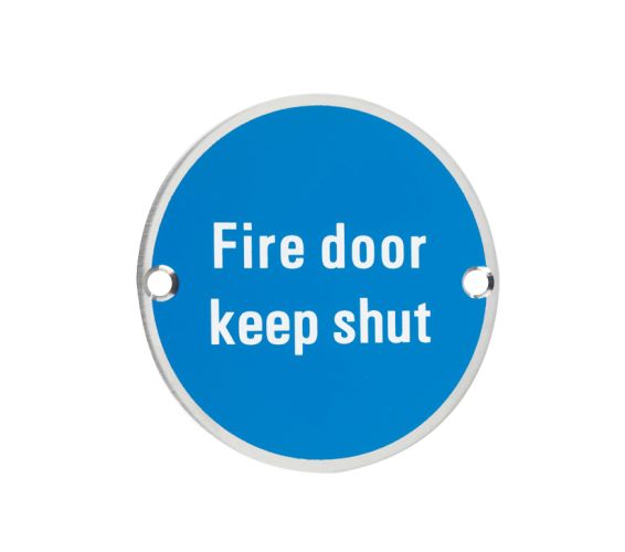 ZSS Door Sign – Fire Door Keep Shut, Polished Stainless Steel