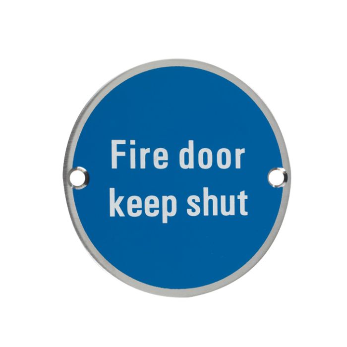 ZSS Door Sign – Fire Door Keep Shut, Satin Stainless Steel