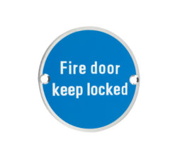 ZSS Door Sign - Fire Door Keep Locked, Polished Stainless Steel