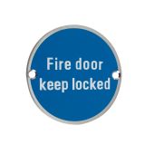 ZSS Door Sign - Fire Door Keep Locked, Satin Stainless Steel